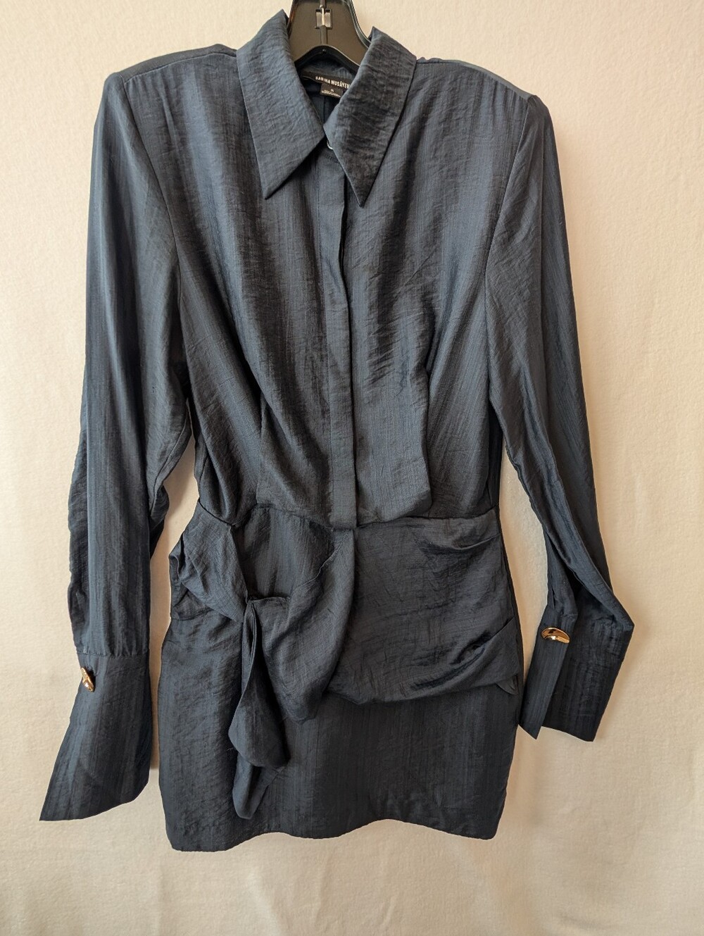 SABINA MUSAYEV Navy Blue Long Sleeve Mini Dress - Size S - Picture 11 of 12
